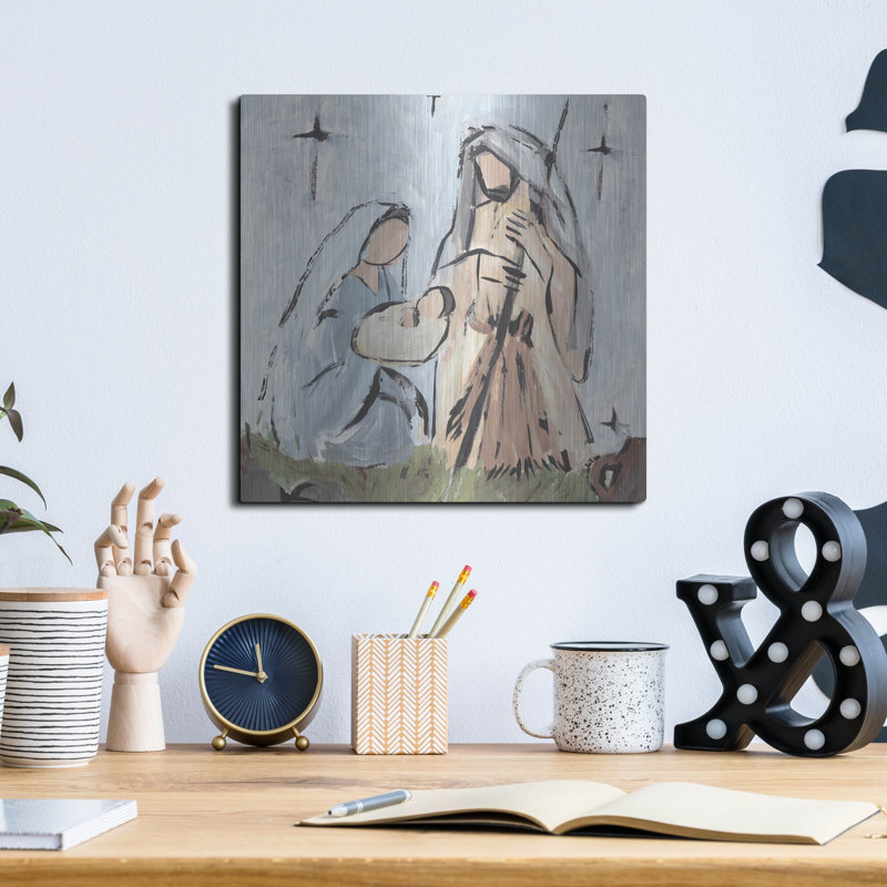  «Starry Nativité 1» par Annie Warren, art mural en métal, 12 po x 12 po, H 12 po x l 12 po