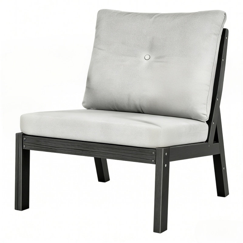 Outdoor Sofa Chair Without Armrests, Black