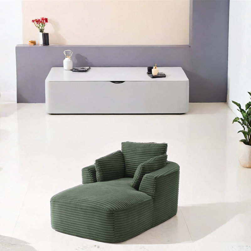 Très grand fauteuil inclinable en velours côtelé, Vert