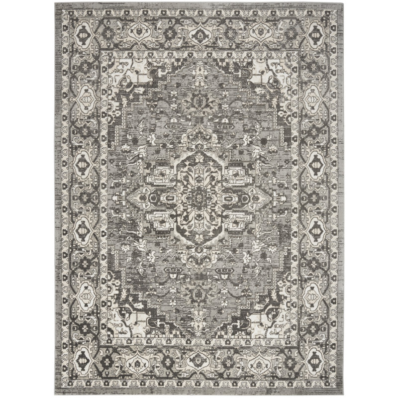 Knibbs Machine Woven Polypropylene/Polyester Area Rug in Gray, Rectangle 3'9" x 5'9"