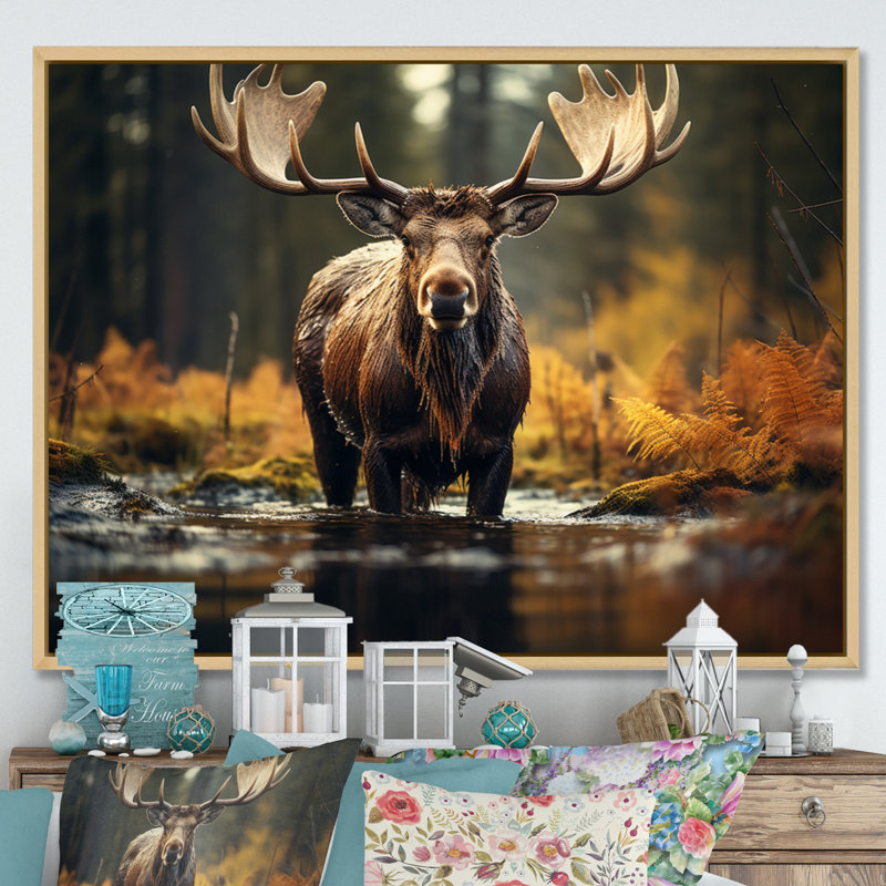 Canada Majestic Moose III - Print, Maple Floater Framed, 34" H x 44" W x 1.5" D