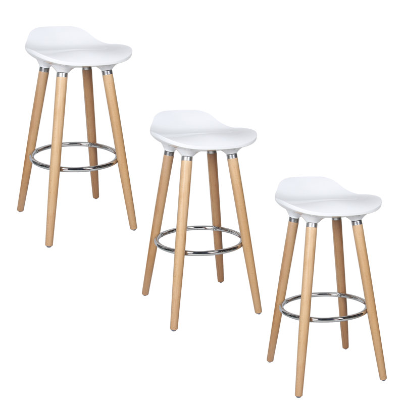 Tabouret de comptoir 26 po Charlesia, Blanc, Noyer et chrome