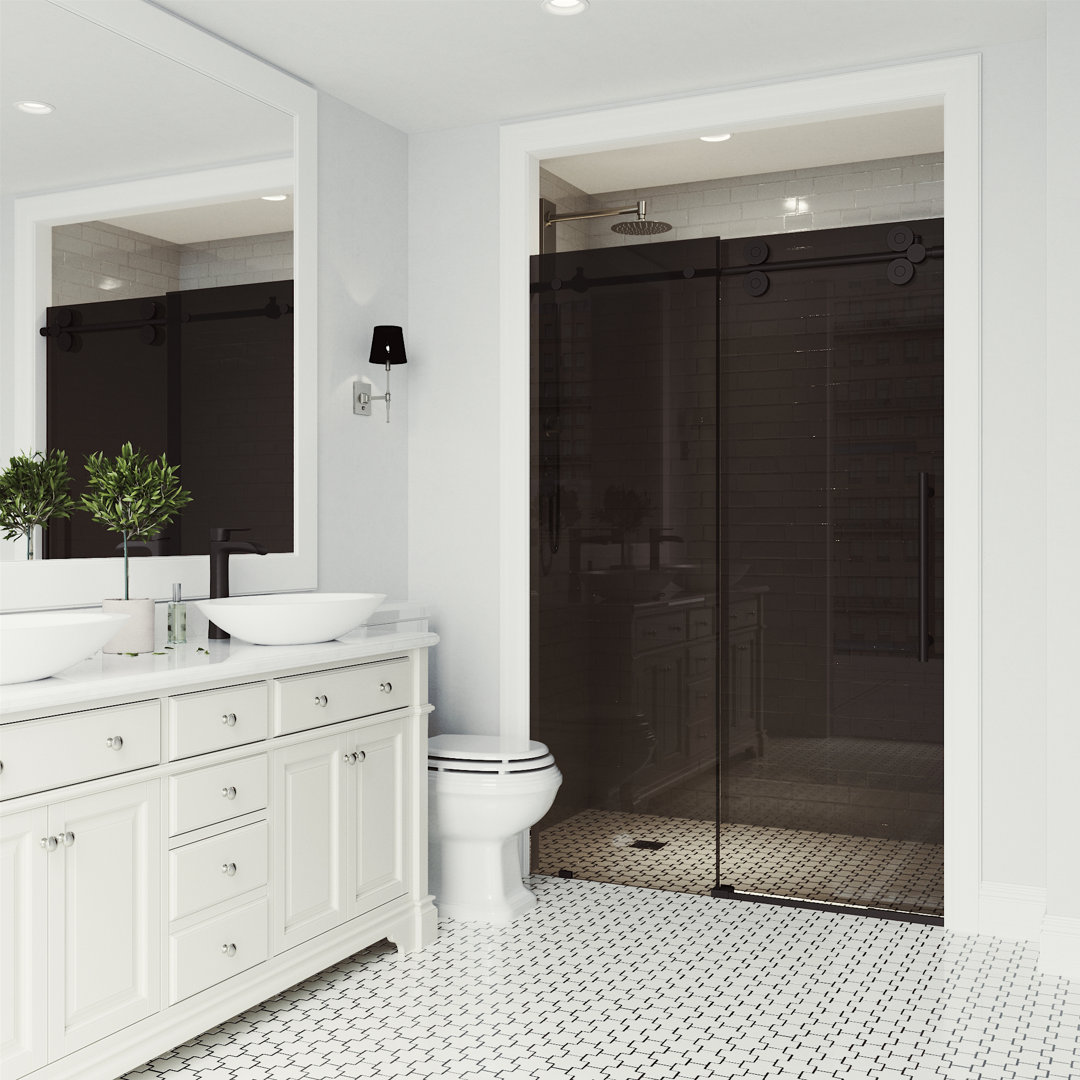 Elan 68-72" W x 74" H Sliding Frameless Shower Door with 3/8" Tinted Glass VIGO 