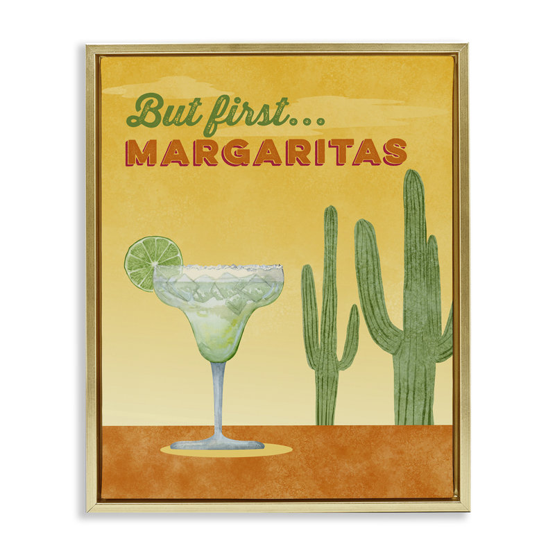  Margarita & Desert Cactus Canvas Wall Art by Brett Blumenthal, H 21 po x l 17 po, Cadre flottant métallique doré