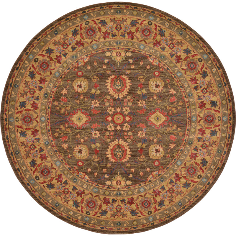 Moore Floral Indoor Rug, Round 8'