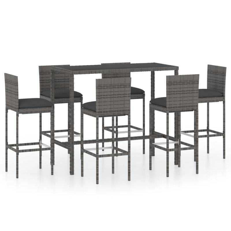 Haridutt 6 - Person Patio Dining Set Rectangular Table with Cushions Included, Grey