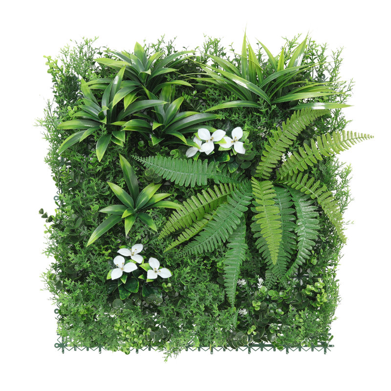 Paquet de 12 panneaux muraux de gazon artificiel de 20 po x 20 po, haie de feuilles de verdure réaliste pour l'intérieur / l'extérieur, facile à faire soi-même, résistant aux rayons UV, plante artificielle