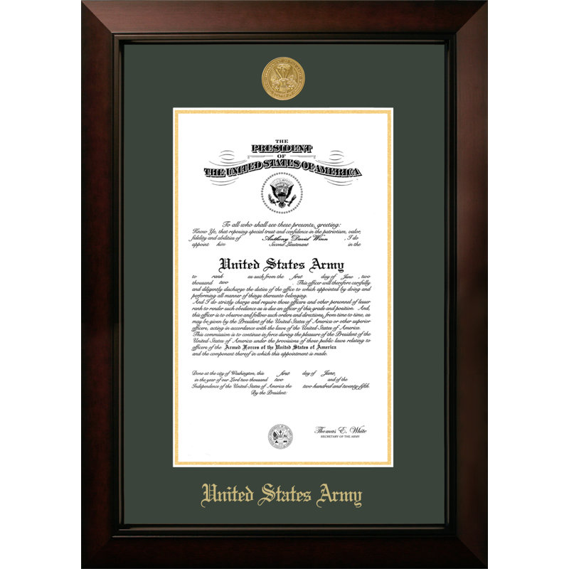 Cadre photo ancien certificate armée, 10 po x 14 po, Or