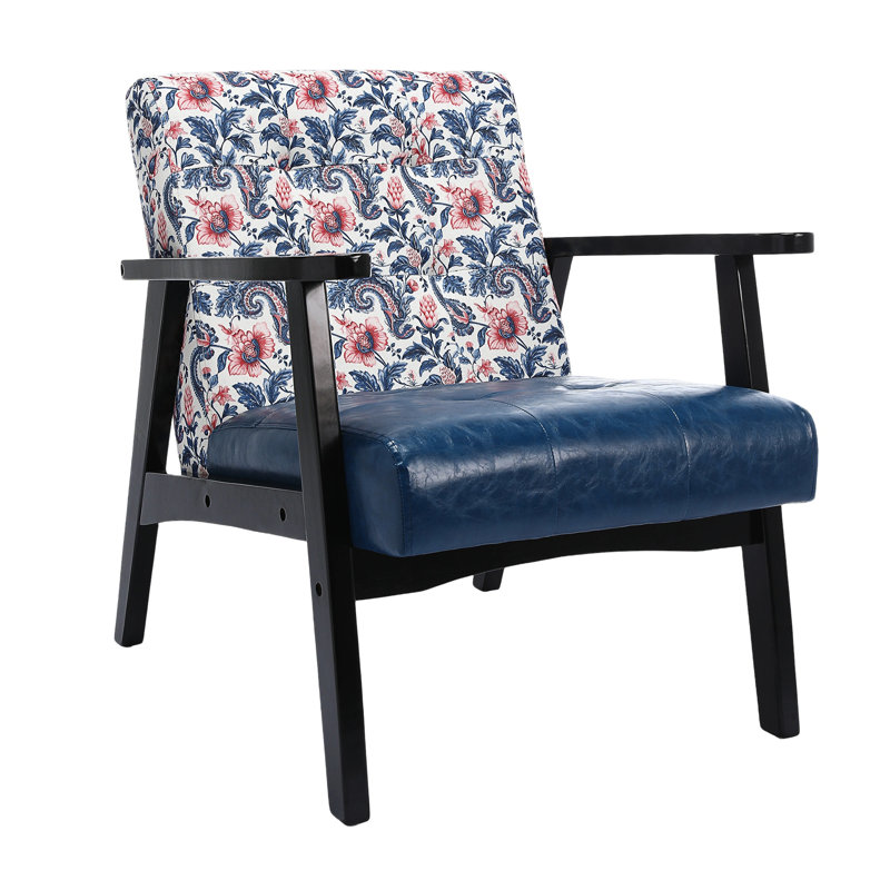 Deveral Faux Leather Armchair, Floral, Blue Floral