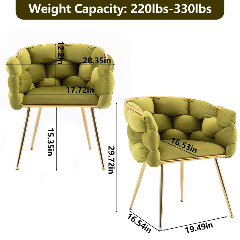Chaise d'appoint de luxe en velours moderne, Vert