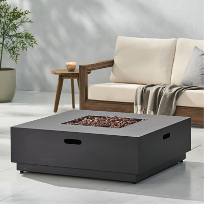 Foyer carré 40 po - brun + fer doré, 39,55 po X 13,32 po, 65,1 lb, appareil de chauffage d'extérieur et or, 39 po