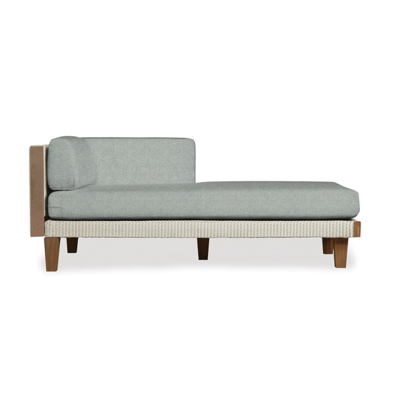 Catalina Outdoor Teak Chaise Lounge, Reflections Grass, Linen