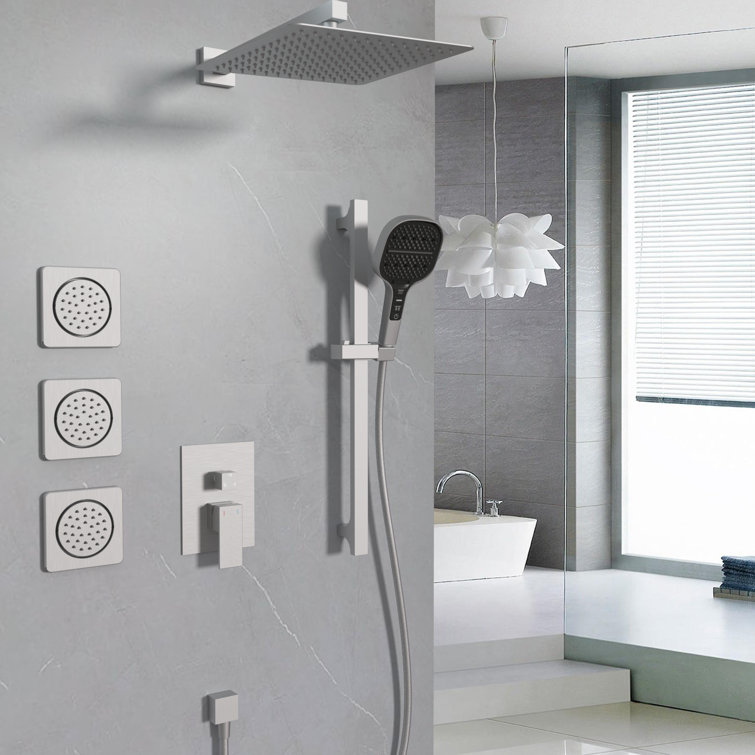 Shower Systems With 11.8"Rain Shower And High Pressure Handheld, 3 Body Jet Faucet, Rough In-Valve
