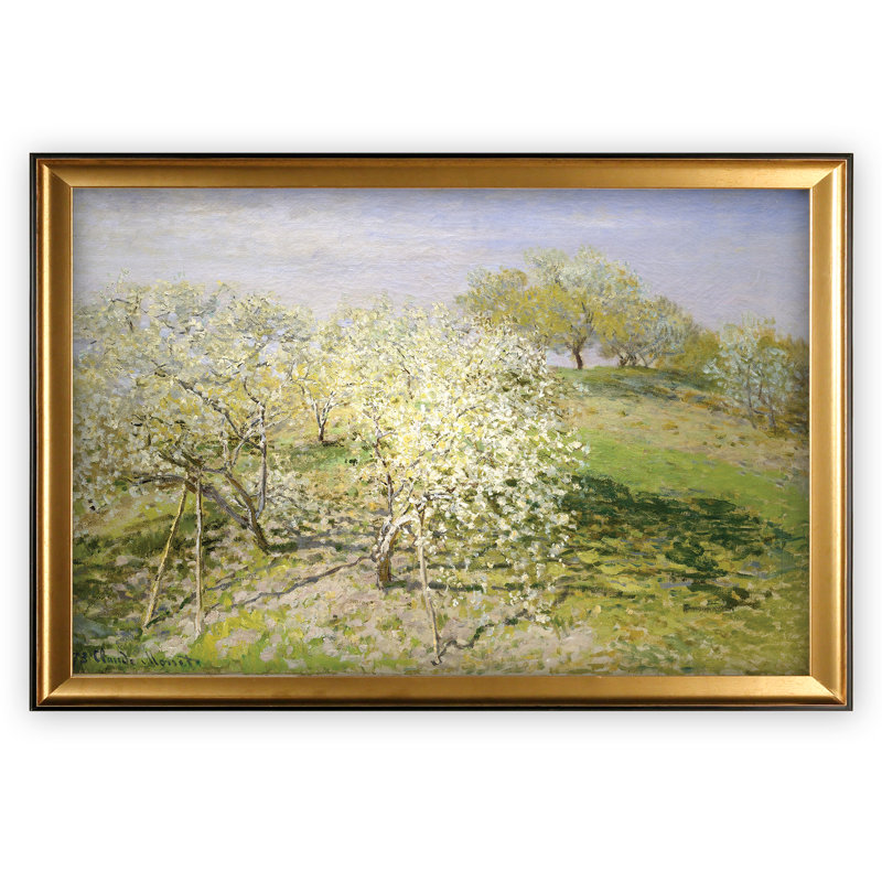 «Apple Trees», reproduction de photo, Cadre doré, H 27 po x l 39 po x P 2 po, Pas de tapis