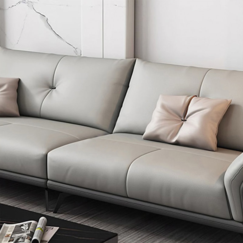 Gray Genuine Leather Modular Sofa cushion couch