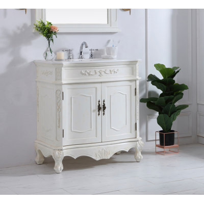 Lunette 32'' Single Bathroom Vanity with Marble Top
