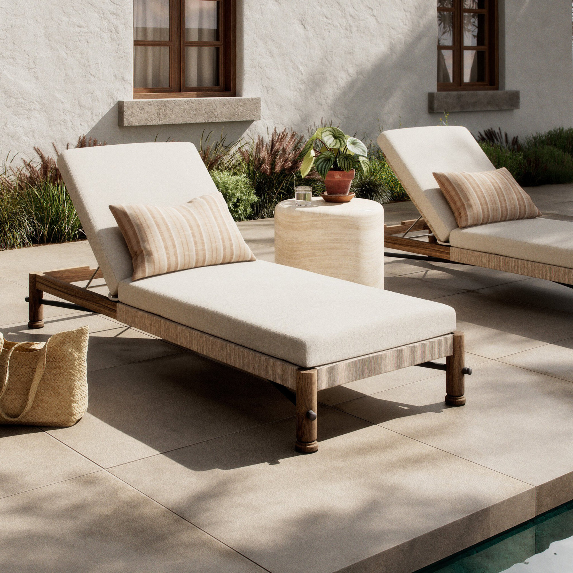 Finnegan Outdoor Chaise, Alessi Linen