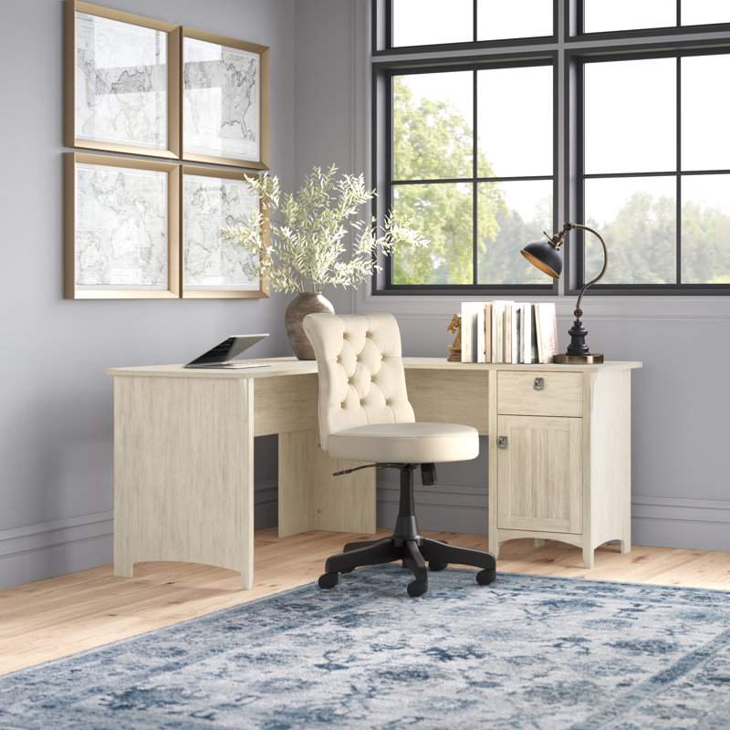 Bureau de direction en L Ozro, Blanc antique