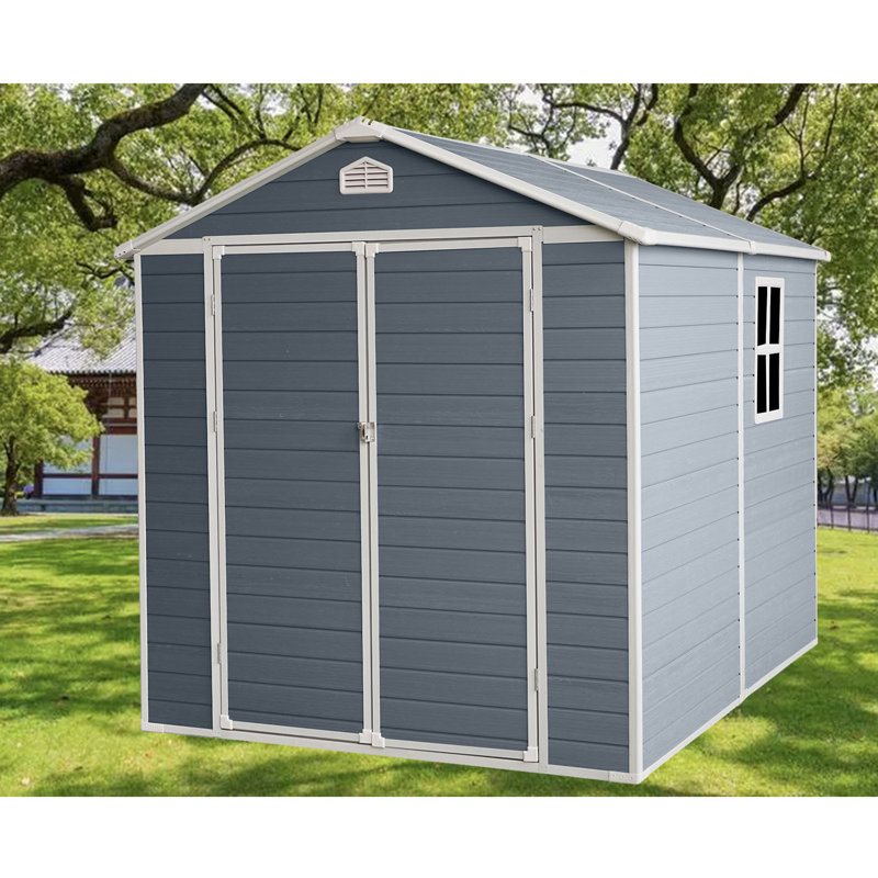 Remise de rangement en plastique polypropylène l 6 pi x P 8 pi, Gris, H 77,17 po x l 95,67 po x P 83,46 po