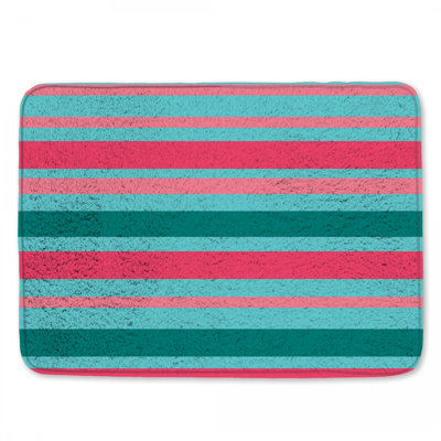 Blue Pink Stripes Bath Mat
