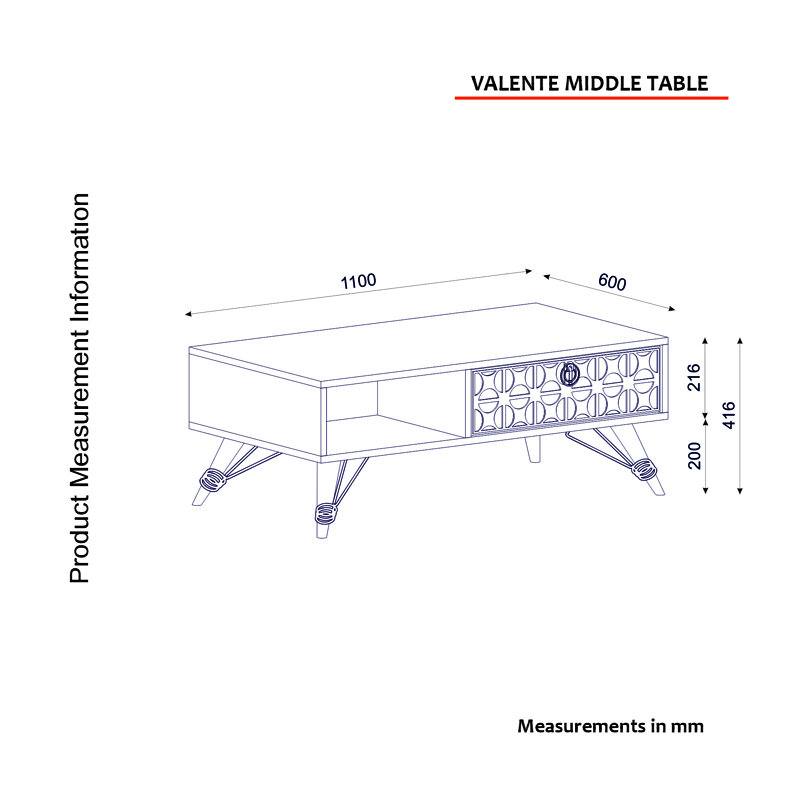 Table basse à 4 pieds avec rangement