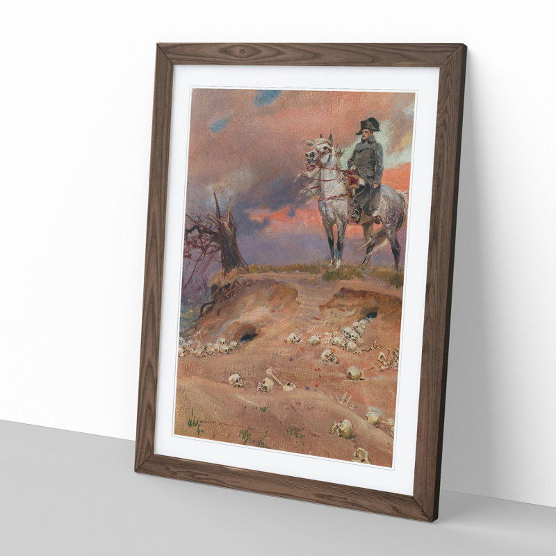 Napoleon by Wojciech Kossak - Picture Frame Painting, 36cm H x 27cm W x 2cm D, Walnut Framed