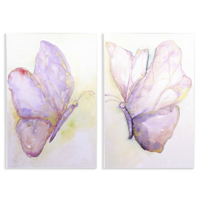 «Girl Glam Butterfly Wings», ensemble de 2 plaques murales par Leticia Herrera