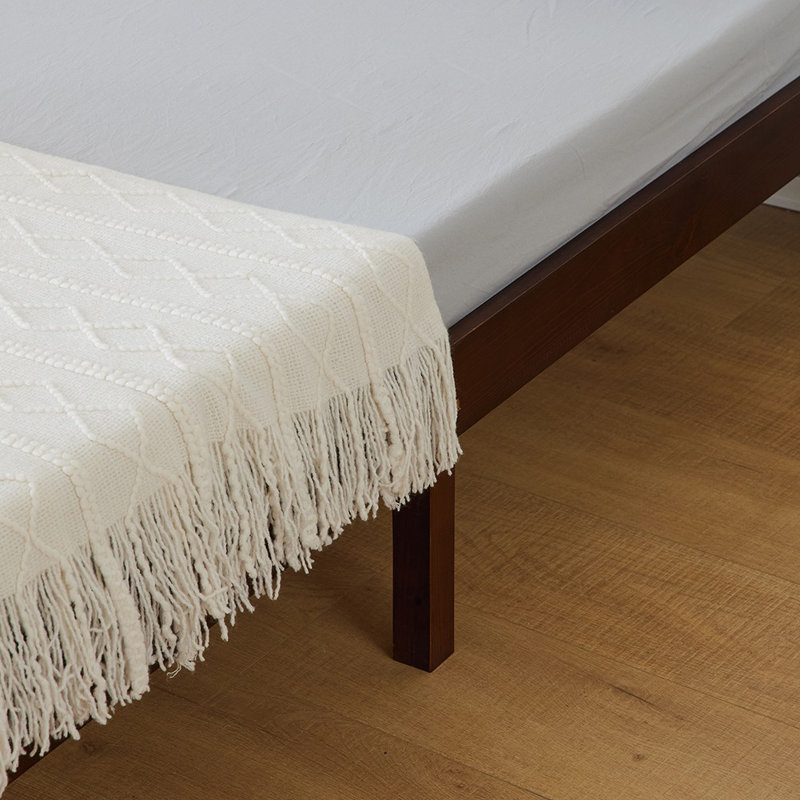 Basic Wooden Bed Frame, Brown, Queen