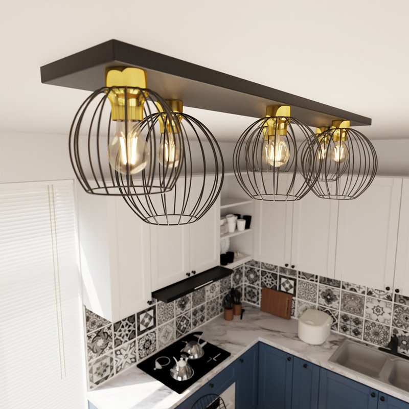 Alyessa Flush Mount, Matte Black/Gold