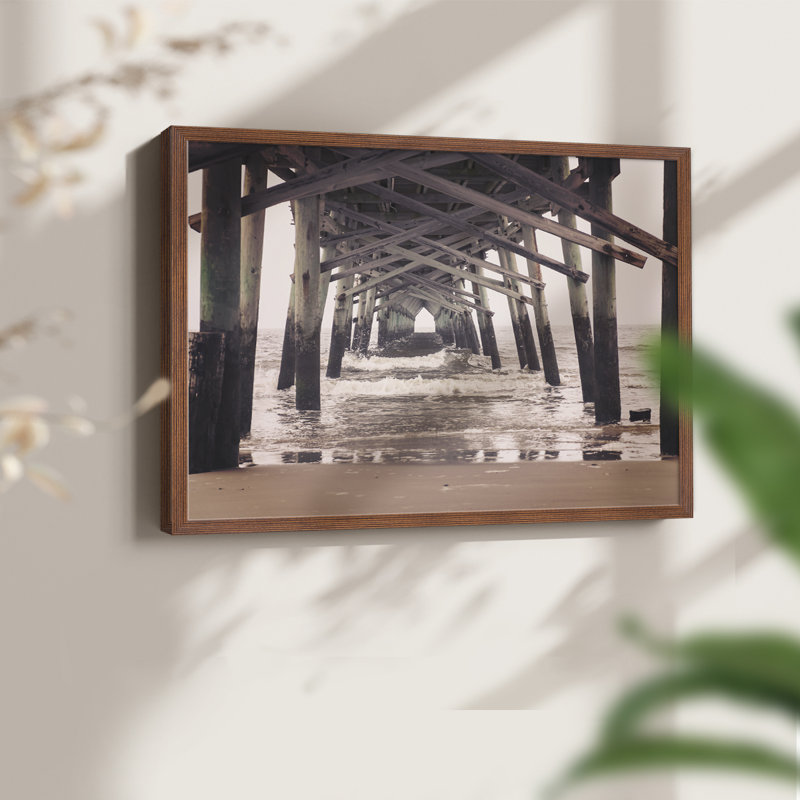 Under the Boardwalk - Reproduction encadrée - Restickable, H 11 po x l 14 po, Noyer