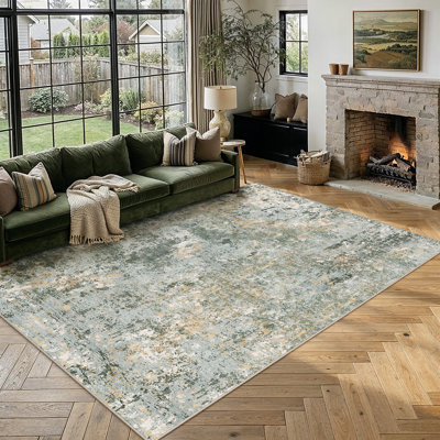 Sarah Modern Abstract Machine Washable Area Rug with Non-Slip Backing