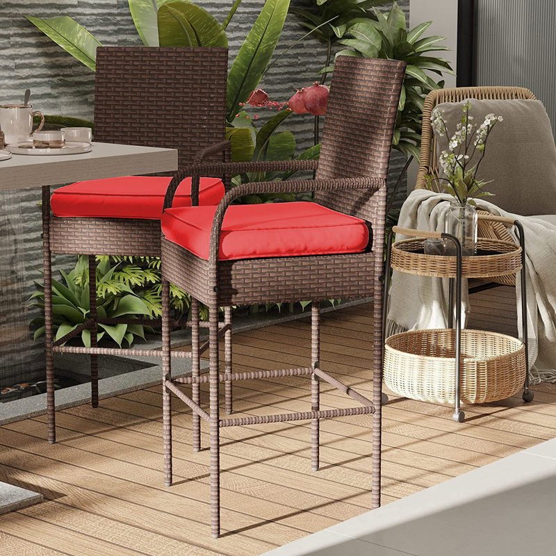 Tabouret 30 "avec coussin, Rouge