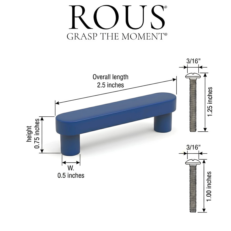 ROUS Hardware - Poignée d'armoire Mid-Century moderne, 2,5 po, polo (bleu marine) , 2.5", Polo (bleu marine)