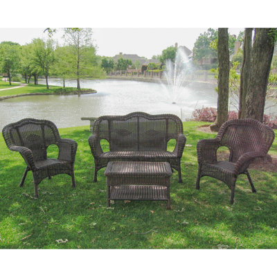 Arved 4 Piece Rattan Sofa Seating Group by Lark Manor