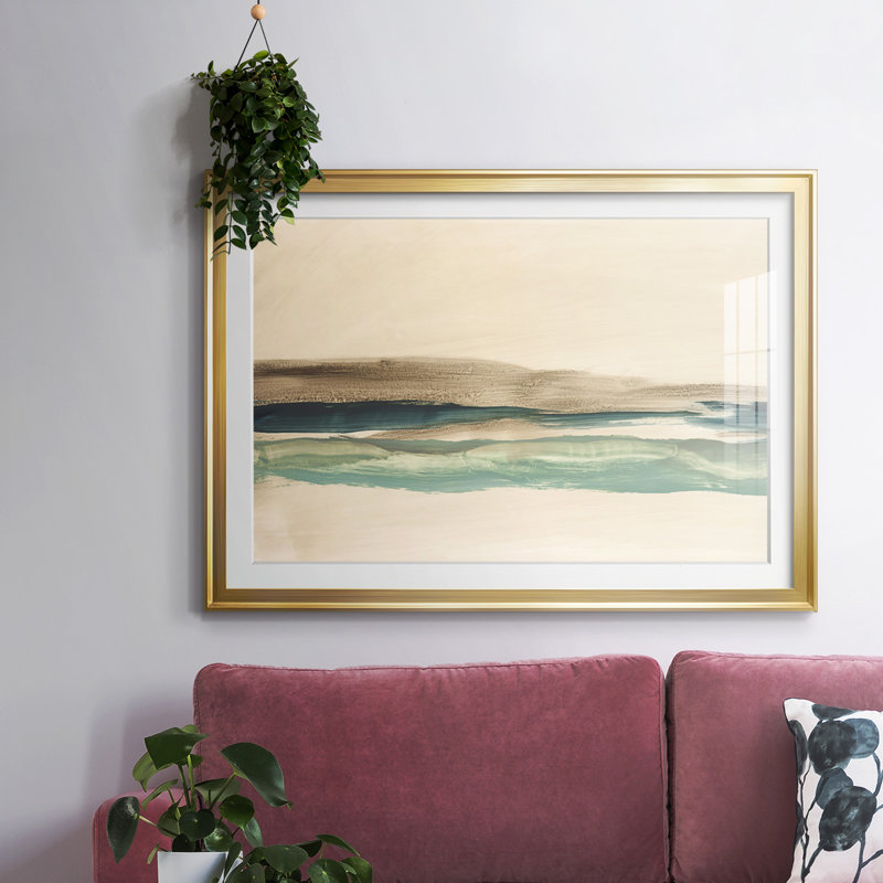 «Layered Horizon I», reproduction encadrée avec cadre biseauté et verre, Or, H 15 po x l 21 po x P 1,5 po