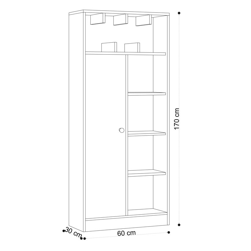 Bibliothèque moderne en chêne avec de nombreuses tablettes, 23,6 po x 11,8 po x 67,0 po | 100% panneau de particules enduit de mélamine, épaisseur: 0,7 pouce | Conception murale, style scandinave, parfaite pour l'organisation à la maison ou au bureau