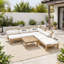 Ensemble de canapé de patio 6 pièces, ensemble de conversation modulaire d'extérieur en bois d'acacia