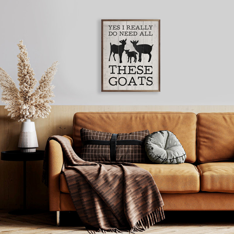All These Goats Whitewash, White/Black, 10" H x 8" W