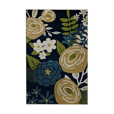 Tapis décoratif multicolore à motif floral rose