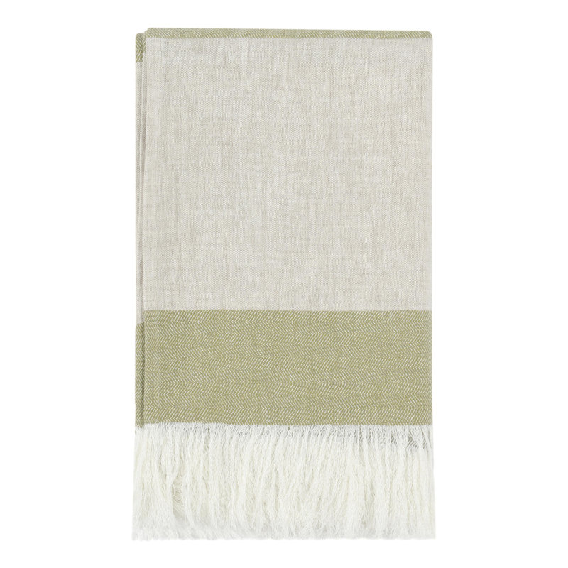 Talara Hand Woven Blanket, Green/Natural