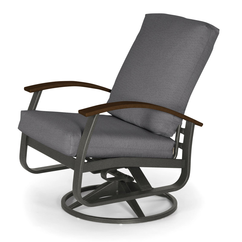 Chaise de patio pivotante avec coussin Askar, Tissage uni ardoise coulée Sunbrella®, Kona P10, Graphite texturé