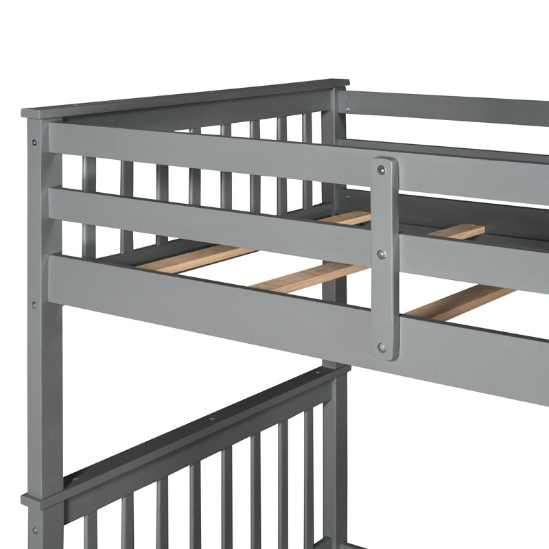 Versatile Grey Twintwin Bunk Bed With & Drawers - Bedroom Decor Choice And Storage Space Maximizing Design