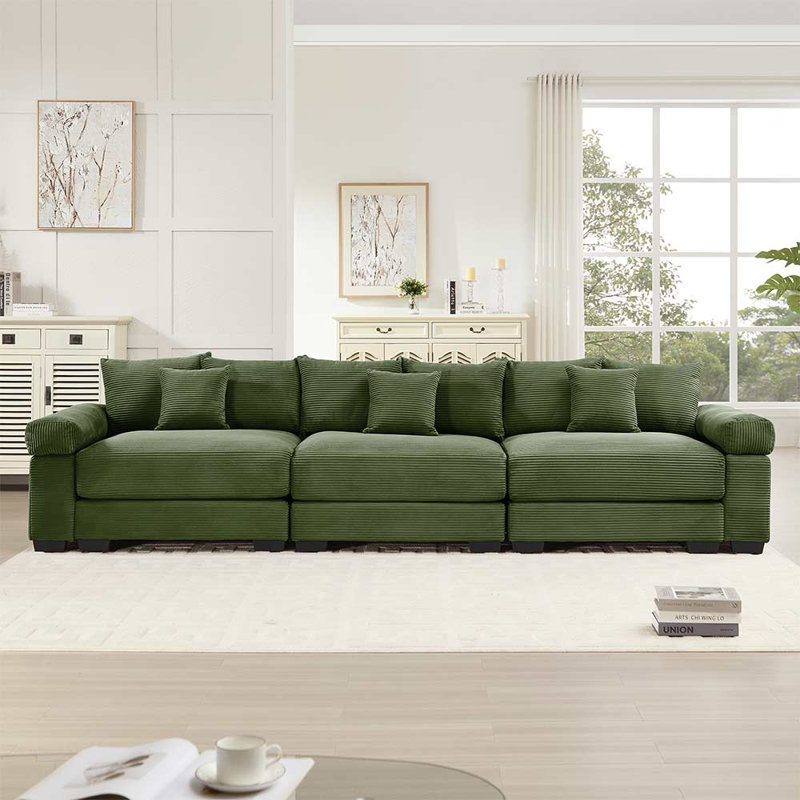 3-Seater Sofa Couch, Green