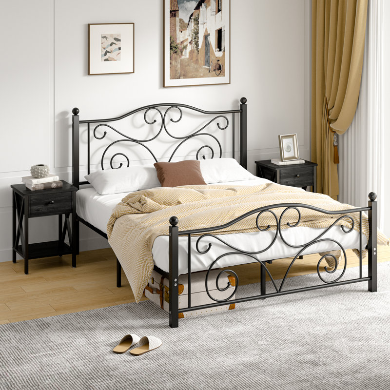 Auxter Steel Piece Bedroom Set, Black, Full/Double