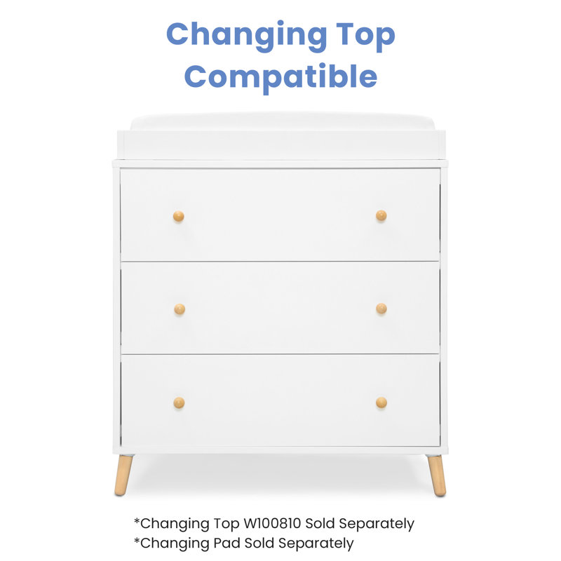 Bianca White and Natural 3-Drawer Nursery Dresser