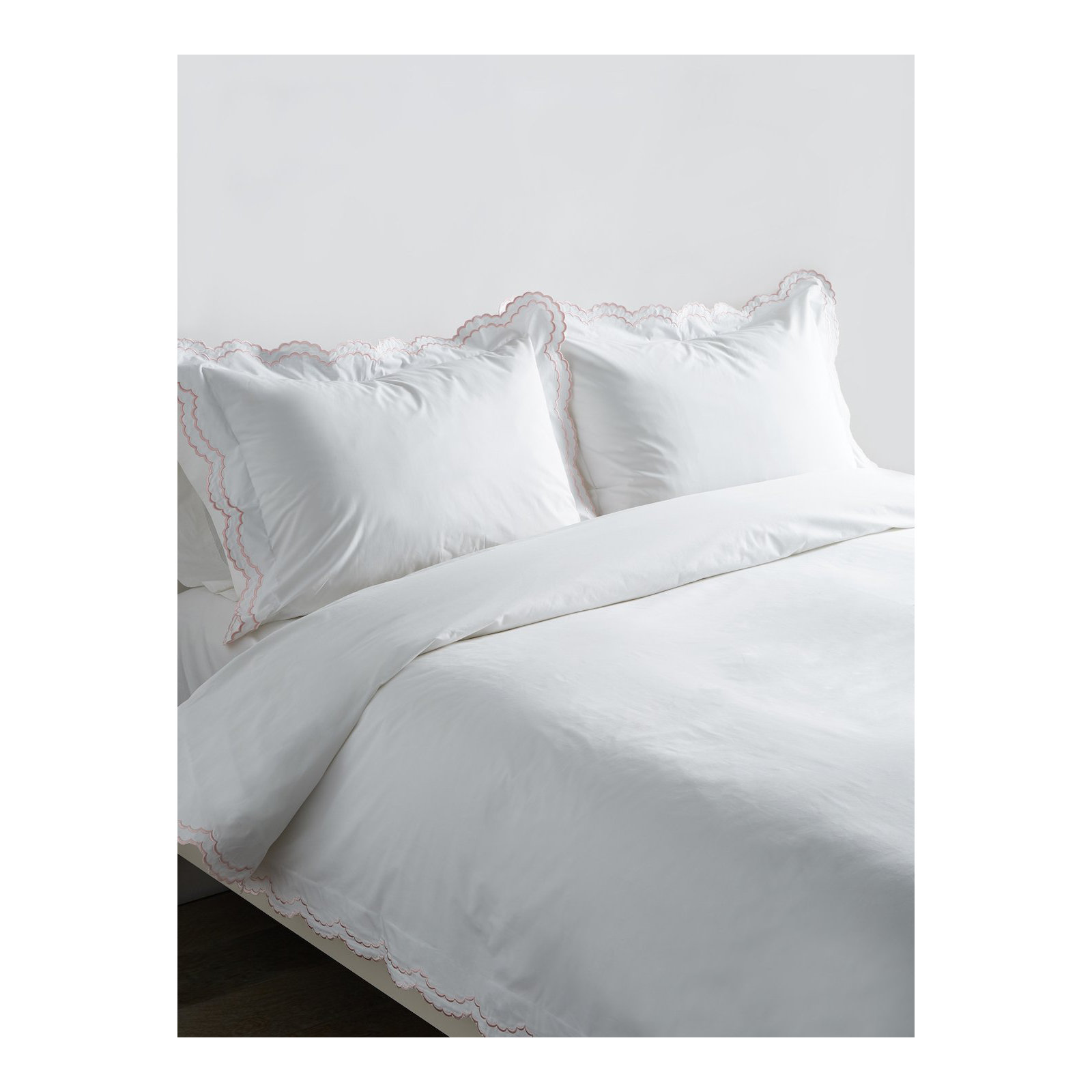Bara Cotton Duvet Cover Set, Twin Duvet Cover + 1 Standard Sham, Rose/White