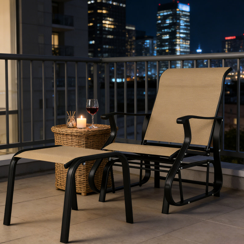 Fauteuil coulissant à haut dossier pour patio, siège spacieux de 22 po, dossier de 24,4 po, filet respirant, patio confortable et