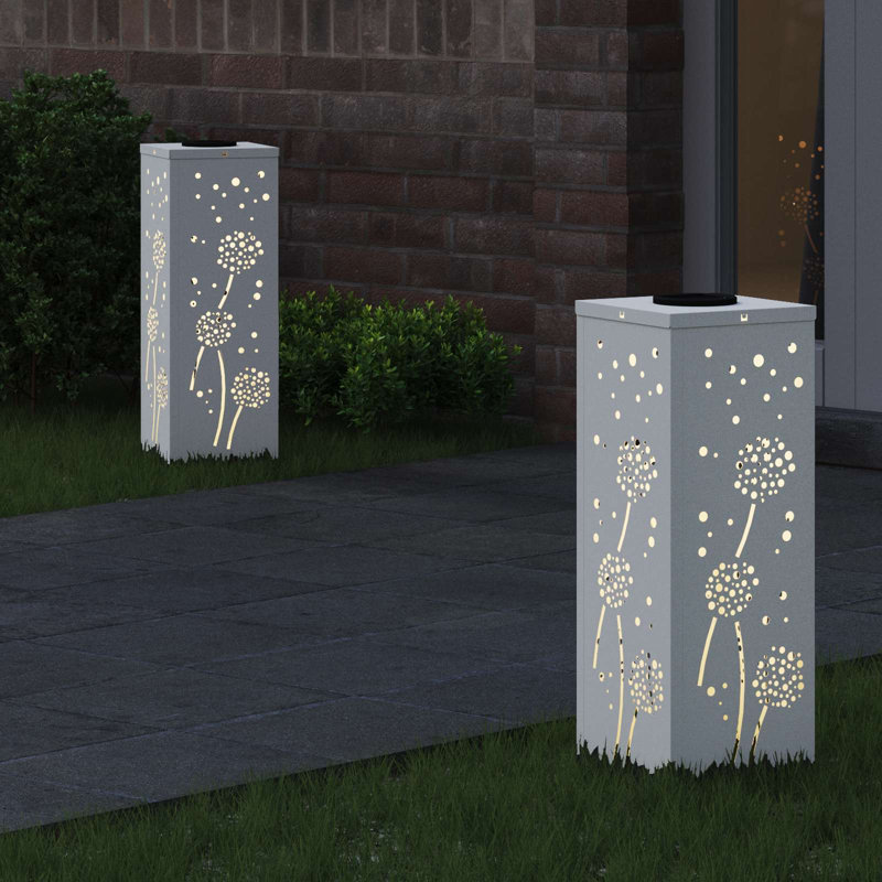 Solar Powered Steel Pathway Light, 50cm H x 18cm W x 18cm D, White