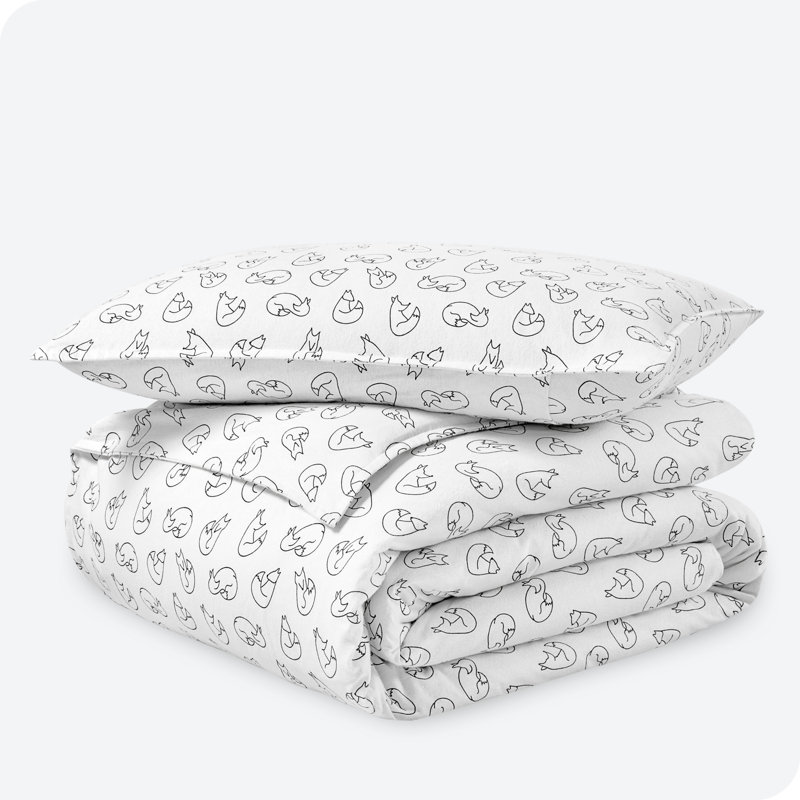 Flannel Duvet Cover and Sham Set, King Duvet Cover + 2 King Shams, Feelin' Foxy