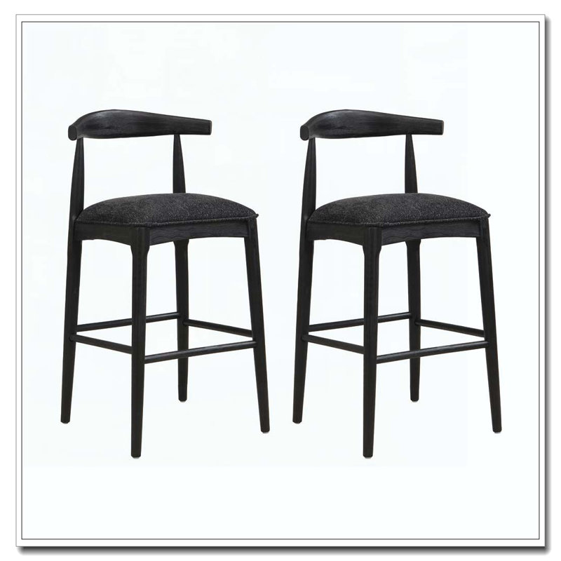 Wood Frame Barstool, Black Seat/ Black Frame